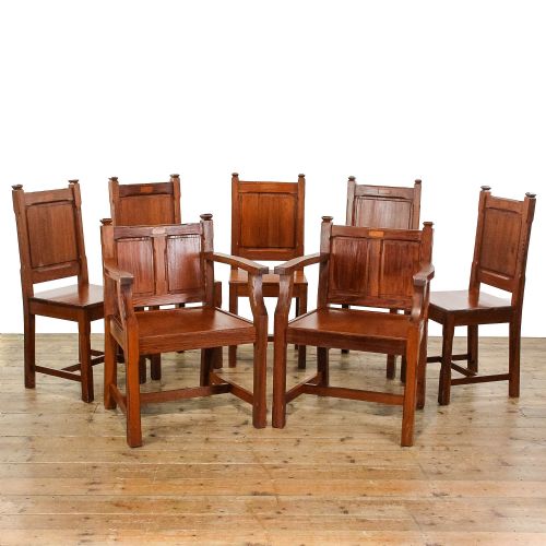SET OF SEVEN ANTIQUE CHURCH CHAIRS - ADDITIONAL PHOTO 2