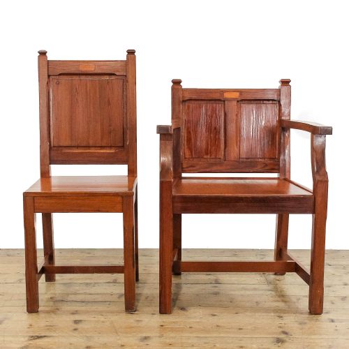 SET OF SEVEN ANTIQUE CHURCH CHAIRS - ADDITIONAL PHOTO 3