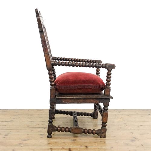 ANTIQUE 18TH CENTURY BOBBIN OAK ARMCHAIR - ADDITIONAL PHOTO 1