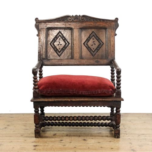 ANTIQUE 18TH CENTURY BOBBIN OAK ARMCHAIR - ADDITIONAL PHOTO 3