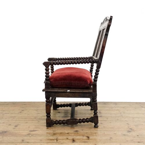 ANTIQUE 18TH CENTURY BOBBIN OAK ARMCHAIR - ADDITIONAL PHOTO 4