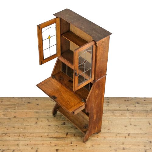 fig 1. Antique Edwardian Oak Arts and Crafts Bureau Bookcase