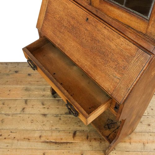 fig 2. Antique Edwardian Oak Arts and Crafts Bureau Bookcase