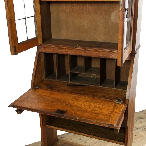 fig 3. Antique Edwardian Oak Arts and Crafts Bureau Bookcase