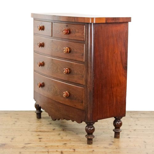 fig 1. Antique Mahogany Bow Front Chest of Drawers
