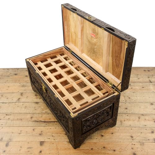 fig 1. Antique Early 20th Century Camphor Wood Trunk
