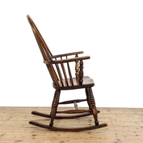 fig 1. Antique Elm and Beechwood Windsor Rocking Chair
