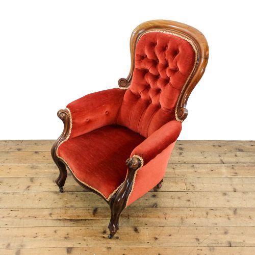 ANTIQUE VICTORIAN UPHOLSTERED ARMCHAIR - ADDITIONAL PHOTO 5