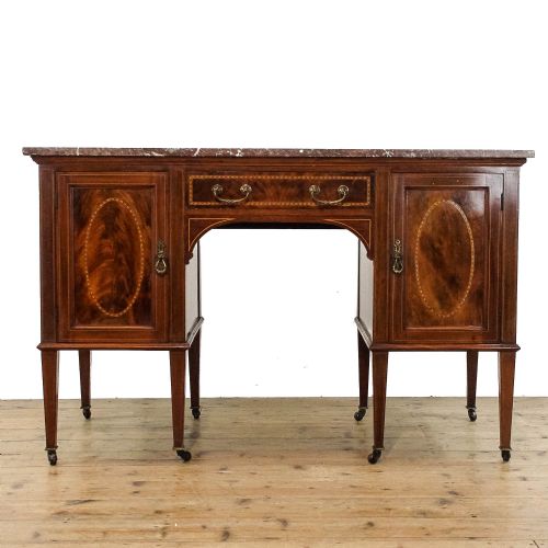 fig 1. Antique Mahogany And Marble Desk by Maple & Co