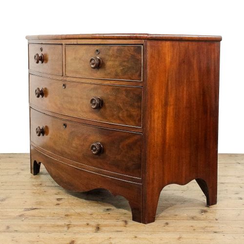fig 1. Antique Victorian Mahogany Bow Front Chest of Drawers