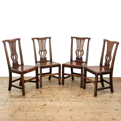 fig 1. Set of Four Antique George III Oak Dining Chairs