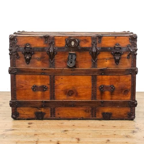 fig 1. Antique Leather Bound Cabin Trunk