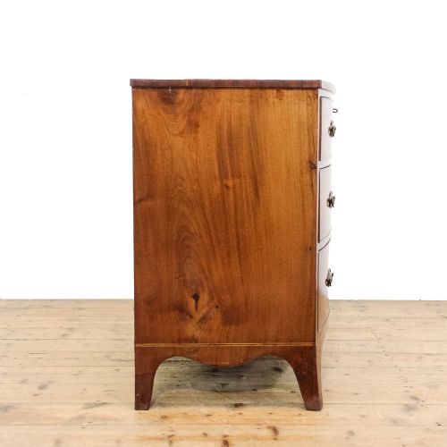 fig 1. Antique 19th Century Mahogany Bow Front Chest Drawers
