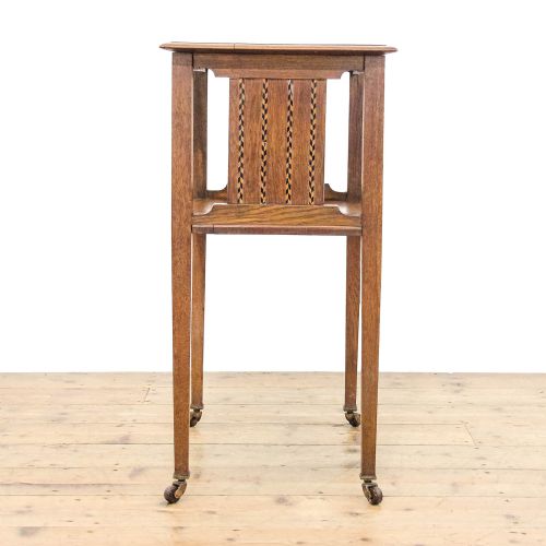 fig 2. Antique Arts and Crafts Inlaid Oak Bookstand