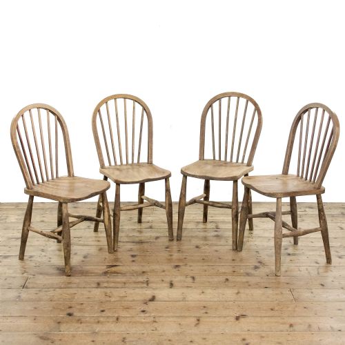 Set of Four Antique Pine Kitchen Chairs
