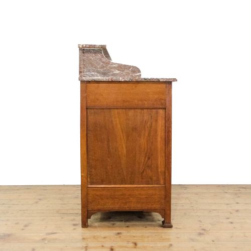 fig 1. Antique Edwardian Oak Chest of Drawers with Marble Top