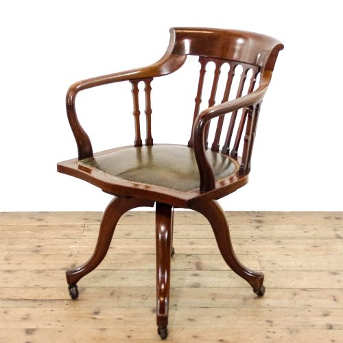 Antique Edwardian Walnut Elbow Office Chair

