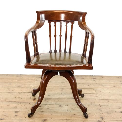 fig 1. Antique Edwardian Walnut Elbow Office Chair