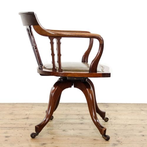 fig 2. Antique Edwardian Walnut Elbow Office Chair
