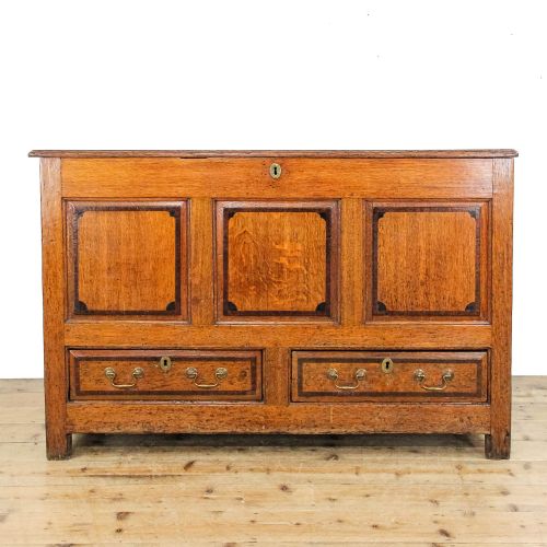 Antique George III Oak and Mahogany Mule Chest
