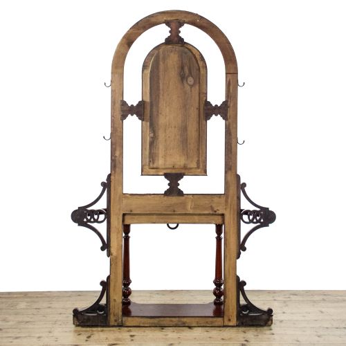 ANTIQUE VICTORIAN MAHOGANY HALL STAND WITH MARBLE SHELF - ADDITIONAL PHOTO 2