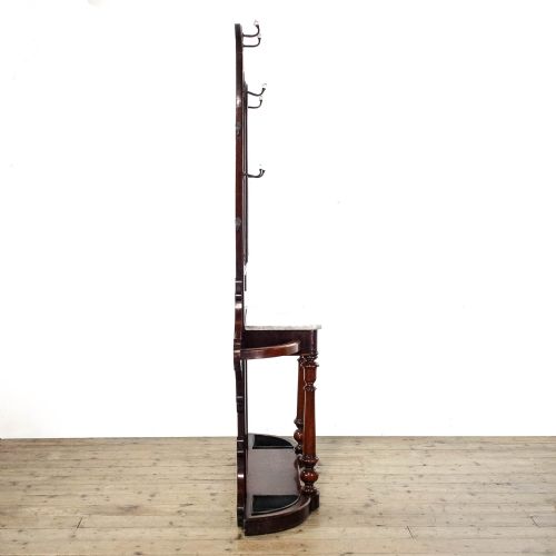 ANTIQUE VICTORIAN MAHOGANY HALL STAND WITH MARBLE SHELF - ADDITIONAL PHOTO 3