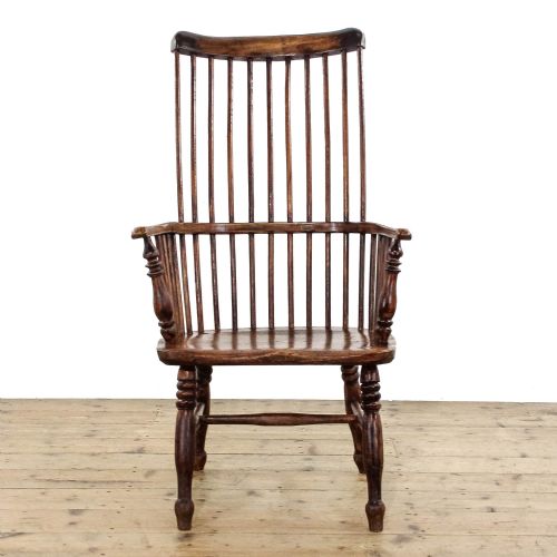ANTIQUE PRIMITIVE ASH AND ELM WINDSOR COMB BACK ARMCHAIR - ADDITIONAL PHOTO 1