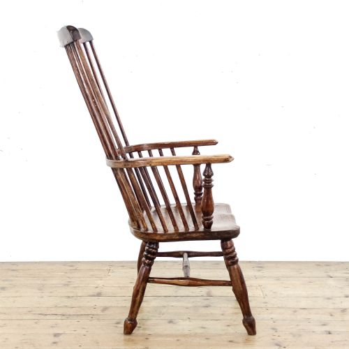 ANTIQUE PRIMITIVE ASH AND ELM WINDSOR COMB BACK ARMCHAIR - ADDITIONAL PHOTO 2