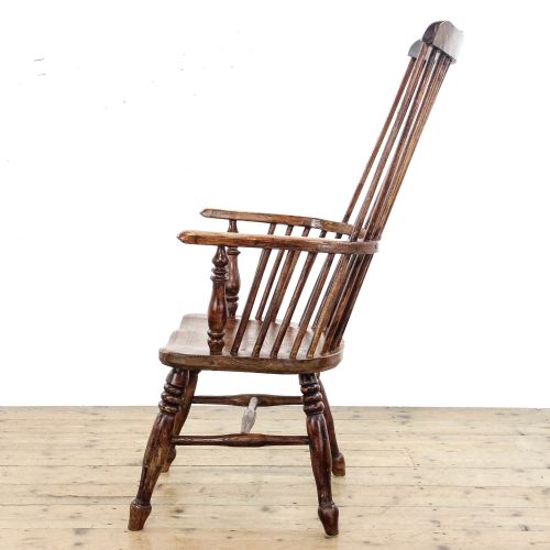ANTIQUE PRIMITIVE ASH AND ELM WINDSOR COMB BACK ARMCHAIR - ADDITIONAL PHOTO 3