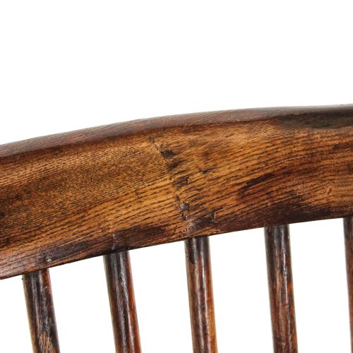 ANTIQUE PRIMITIVE ASH AND ELM WINDSOR COMB BACK ARMCHAIR - ADDITIONAL PHOTO 5