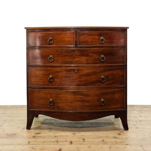 fig 1. Antique 19th Century Mahogany Bow Front Chest of Drawers
