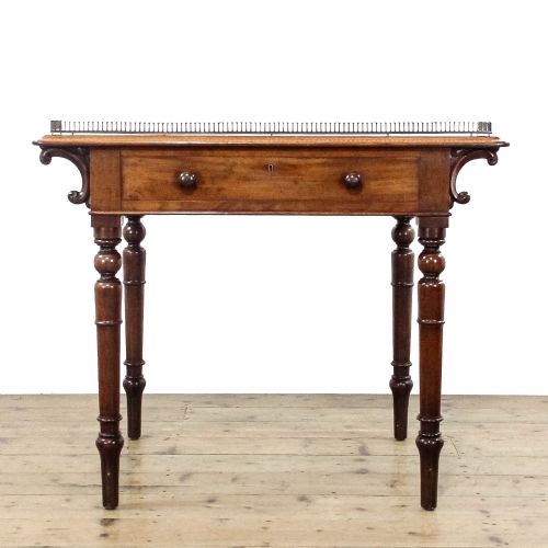 ANTIQUE VICTORIAN WRITING TABLE WITH LEATHER INSET TOP - ADDITIONAL PHOTO 2