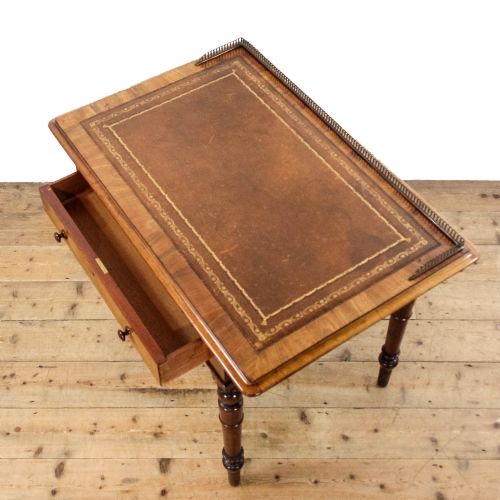 ANTIQUE VICTORIAN WRITING TABLE WITH LEATHER INSET TOP - ADDITIONAL PHOTO 4