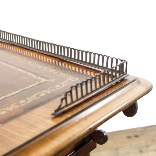 ANTIQUE VICTORIAN WRITING TABLE WITH LEATHER INSET TOP - ADDITIONAL PHOTO 5