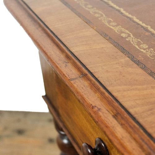 ANTIQUE VICTORIAN WRITING TABLE WITH LEATHER INSET TOP - ADDITIONAL PHOTO 7