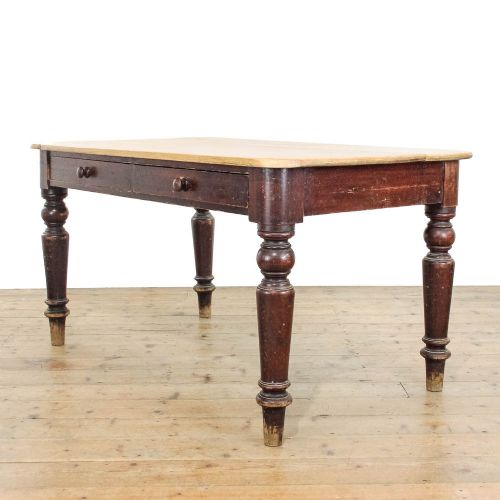 Antique Victorian Pine Farmhouse Kitchen Table
