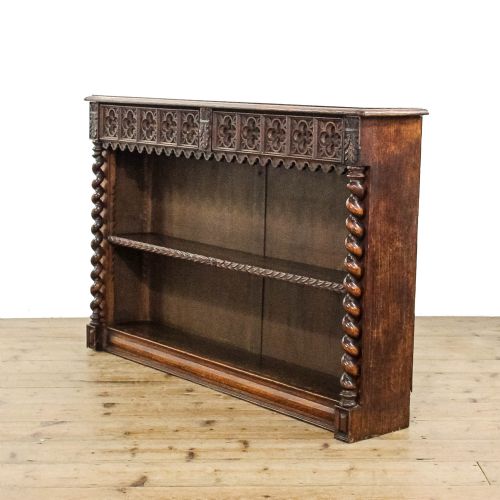 Antique Low 19th Century Gothic Open Bookcase
