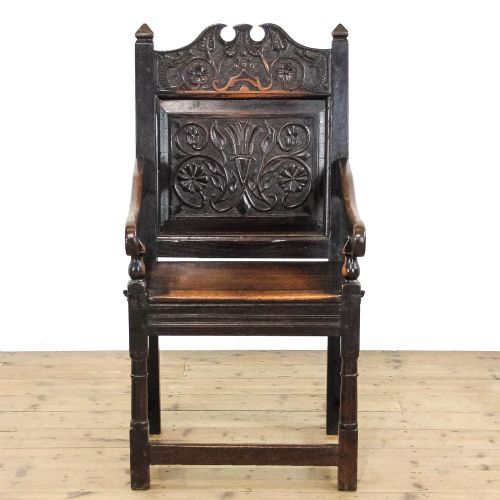 fig 1. Antique Oak Wainscot Armchair
