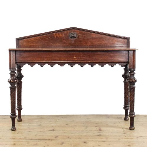 Antique Oak Gothic Style Hall Table
