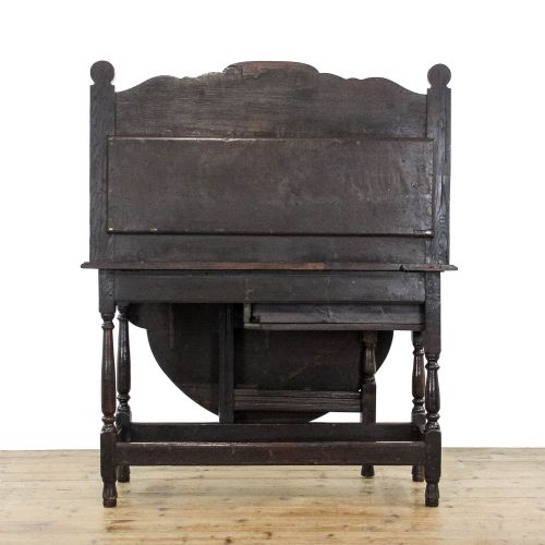 ANTIQUE CARVED OAK DROPLEAF SIDE TABLE - ADDITIONAL PHOTO 3