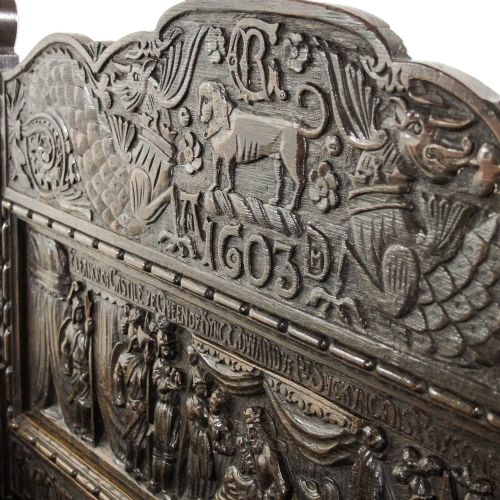 ANTIQUE CARVED OAK DROPLEAF SIDE TABLE - ADDITIONAL PHOTO 10