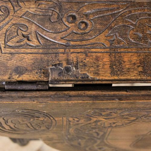 ANTIQUE CARVED OAK DROPLEAF SIDE TABLE - ADDITIONAL PHOTO 11
