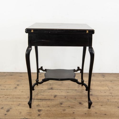 ANTIQUE EDWARDIAN EBONISED ENVELOPE CARD TABLE - ADDITIONAL PHOTO 1