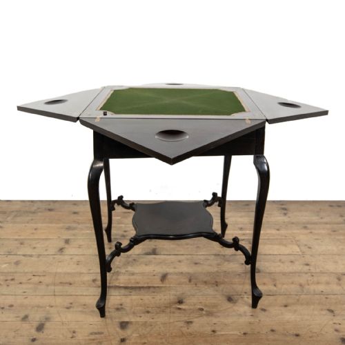 ANTIQUE EDWARDIAN EBONISED ENVELOPE CARD TABLE - ADDITIONAL PHOTO 2