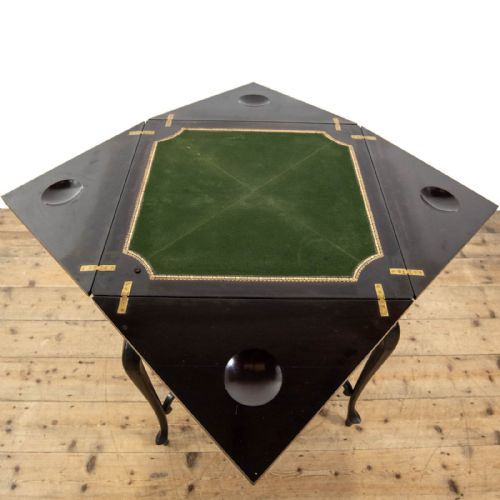 ANTIQUE EDWARDIAN EBONISED ENVELOPE CARD TABLE - ADDITIONAL PHOTO 3