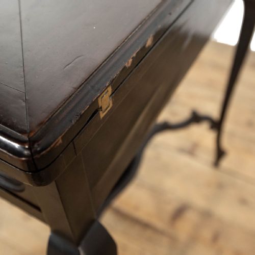 ANTIQUE EDWARDIAN EBONISED ENVELOPE CARD TABLE - ADDITIONAL PHOTO 6