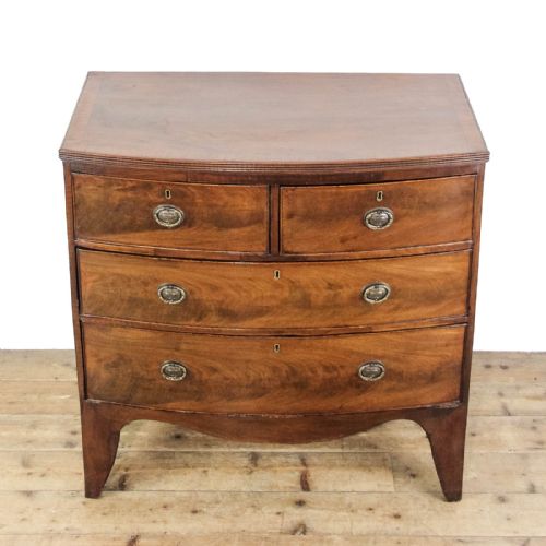 fig 1. Antique Georgian Mahogany Bow Front Chest of Drawers