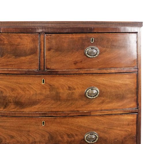 fig 2. Antique Georgian Mahogany Bow Front Chest of Drawers