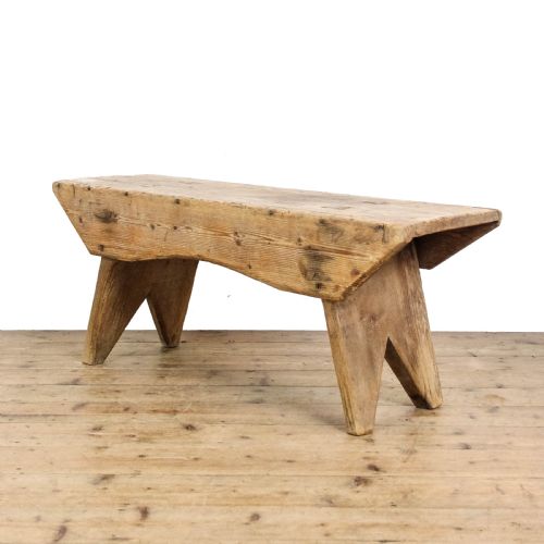 Antique Small Rustic Wooden Pine Bench
