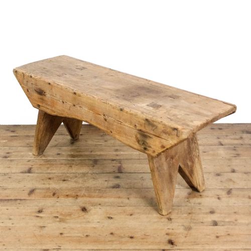 fig 1. Antique Small Rustic Wooden Pine Bench
